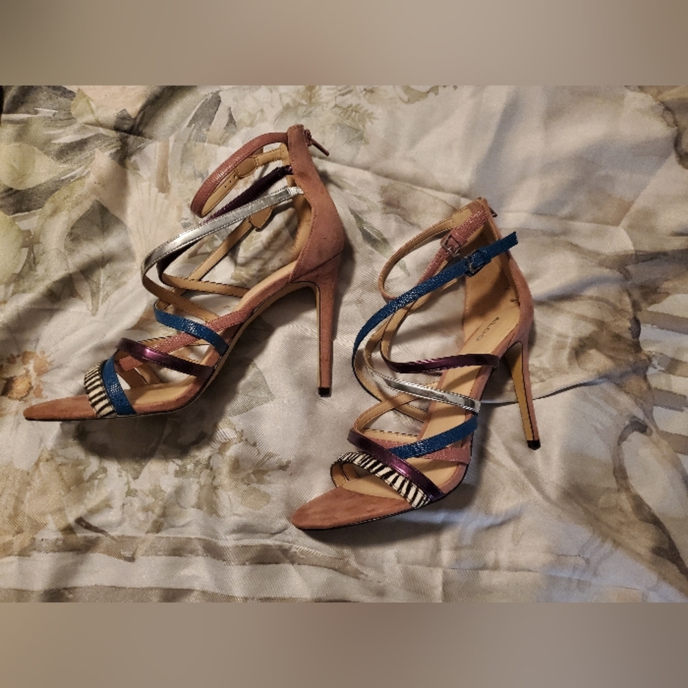 Mixed Print Strappy Stilettos